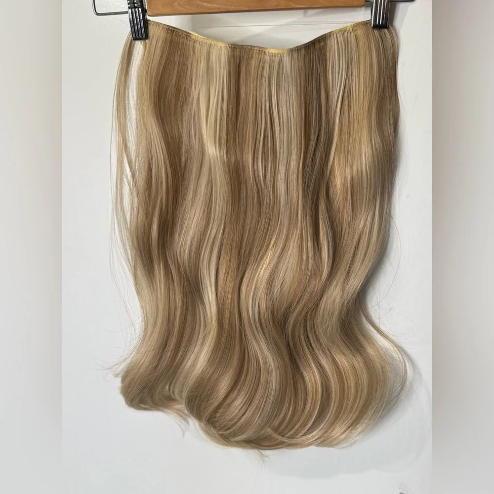 Luxury Halo Clip-In Hair Extensions – Seamless Invisible Wire, Natural Blonde
